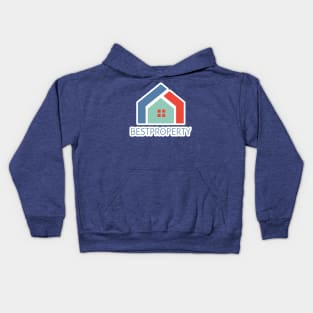 Creative Real Estate Sticker logo design. Property and Construction sticker logo design. Homes logo concept Real estate service and Growth house icon logo Kids Hoodie